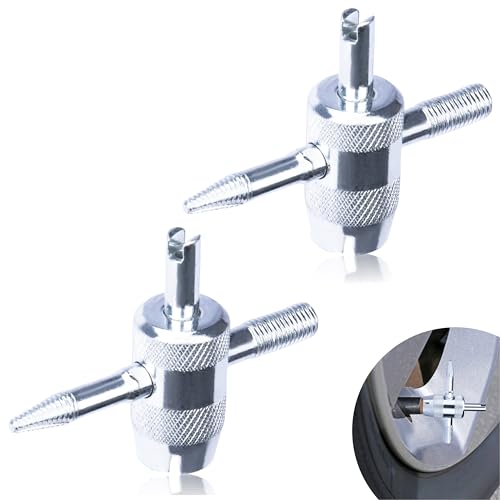 Image of ecocstm 2 PCS 4-Way Tire Valve Stem Removal Tool, 4-in-1 Valve Core Removal Tool, Multifunctional Tire Valve Tool, Valve Stem Core Puller for Car Motorcycle Bicycle Tire Repair Replace