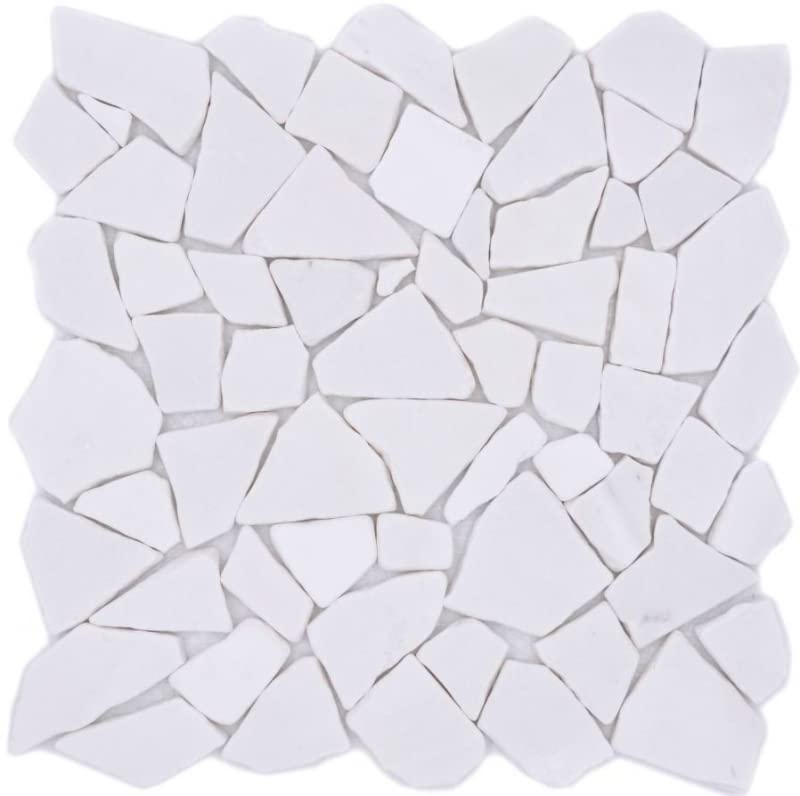 MOS44-0102 - Piastrella da parete in marmo naturale poligonale, colore: Bianco