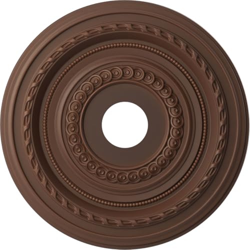 Ekena Millwork CMP19CODRU Cole Thermoformed PVC Ceiling Medallion (Fits Canopies up to 5 1/8"), 19"OD x 3 1/2"ID x 1"P, Universal Aged Metallic Rust