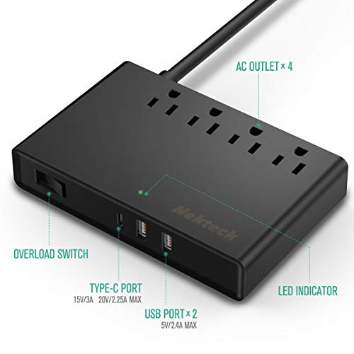 image for USB C Surge Protector with Power Delivery, Nekteck Power Strip Pad De