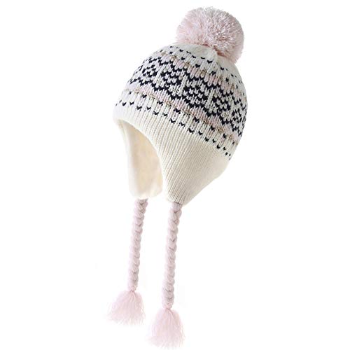 Moon Kitty Toddler Girls Beanie Fleece Lining Earflaps Winter Hats Light Purple #TOP13