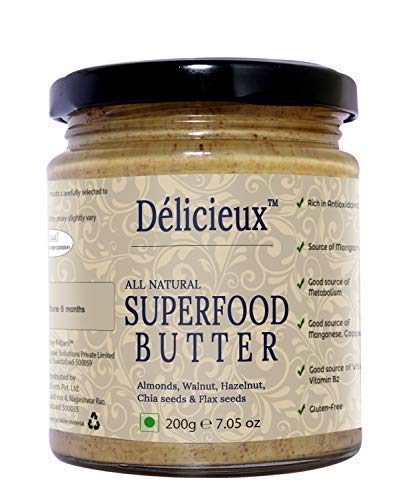 Délicieux Keto Vegan Superfood Butter (Almonds, Walnut Hazelnut, Chia, Flax)-200 G (B07FF6FL97) Amazon Price History, Amazon Price Tracker