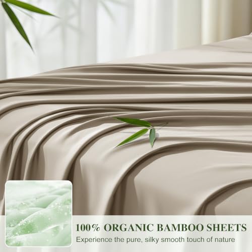 Image of 100% Organically Grown Bamboo Viscose Queen Sheet Set with Pockets on Side