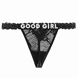 Eoribag Women's Personalized Sexy Lace Thongs with Funny Rhinestone Letters, Custom Name Underwear Panties for Couples，Christmas & Valentine's Day Gift, Black