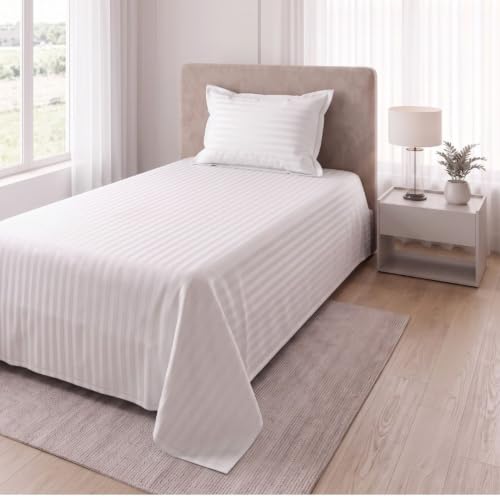 Image of Living Roots Glace Cotton 180 TC Single Bedsheet with 1 Pillow Cover |Single Size 60 x 90 Inches |Soft, Breathable & Durable |Fits Mattress up to 4 Inches |No Colour Bleeding (White)