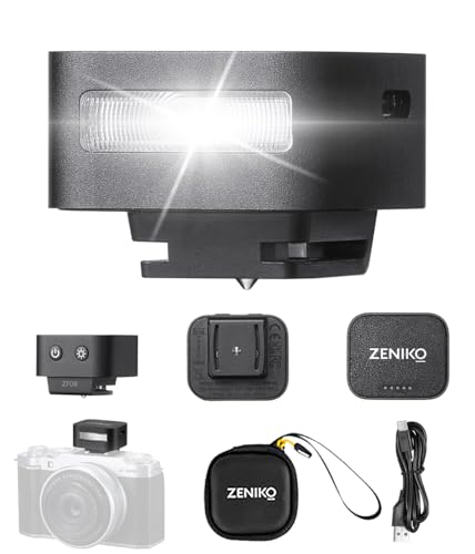 ZF08 Camera Flash - 440 Full Power Flashes/GN16 ISO200 0.5m/Type-C Charge/470mAh/3s Recycle Time/5 Power Levels/Mini Flash Compatible with Sony ZV-E10 ZV1 a7CII a7IV Ricoh GRIII etc. (Black)