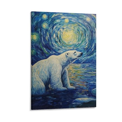 Impression sur toile ours polaire tableau moderne salon 40x60cm