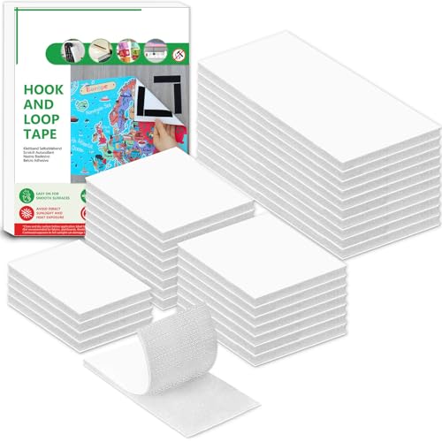 Blooven 30 Piezas Auto Adhesivo Cinta Rollo Hook y Loop Tape Gancho y Cinta de Lazo, Blanco