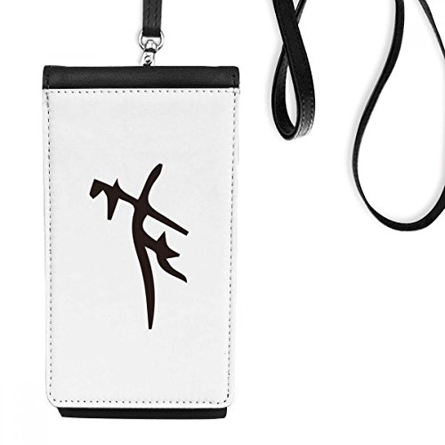 Bourse smartphone en faux cuir noir motif inscription os chinois