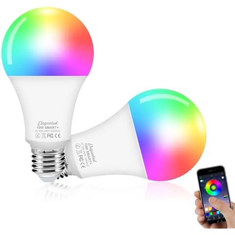 Alexa Glühbirnen E27 Smart LED Lampe,10W WiFi Farbwechsel LED RGB Bulb 16 Millionen Farben,App Steuern Dimmbare Birne Lampe Warmweiß (2700K) Kaltweiß (6500K),2PCS Cover