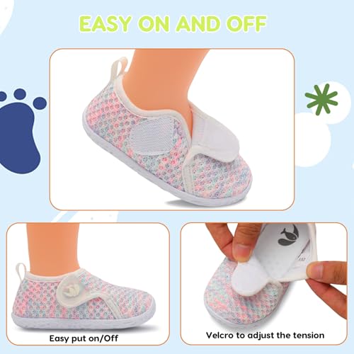 Image of FEETCITY Baby Boys Girls First Walking Shoes Infant Sneakers Crib Shoes Breathable Lightweight Slip On Shoes