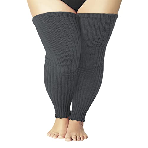 Image of Women's Plus Size Leg Warmers Knit Over Knee High Footless Socks for Thick Thighs