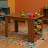 FurnitureR Künstlertisch mit Regal, multifunktionaler Zeichentisch für Kunst und Basteln, 110x70x75 cm, Holzoptik, praktisch und modern