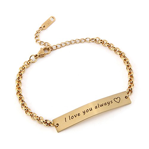 Custom Name Bar Bracelet - Personalized Delicate Metal Plate Bridesmaid Wedding Graduation Christmas