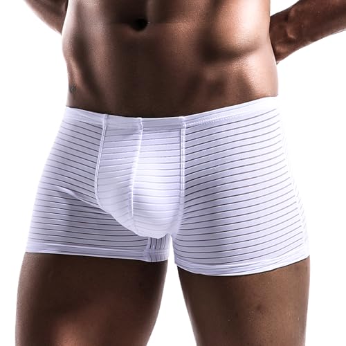 BIMONI Boxer transparent à rayures pour homme - Shorty taille basse avec coupe ajustée - Sous-vêtements élastiques sexy pour homme - Slip moderne en...