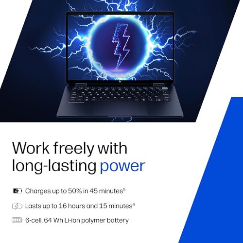 Image of HP Omnibook Ultra Flip (Previously Spectre), Intel Core Ultra 9 288V (32GB LPDDR5x, 1TB SSD), 3K, OLED, 120 Hz, 14'' /35.6cm, Win11, M365* Office24, Blue, 1.34kg, fh0368tu, 9MP Camera, Backlit Laptop