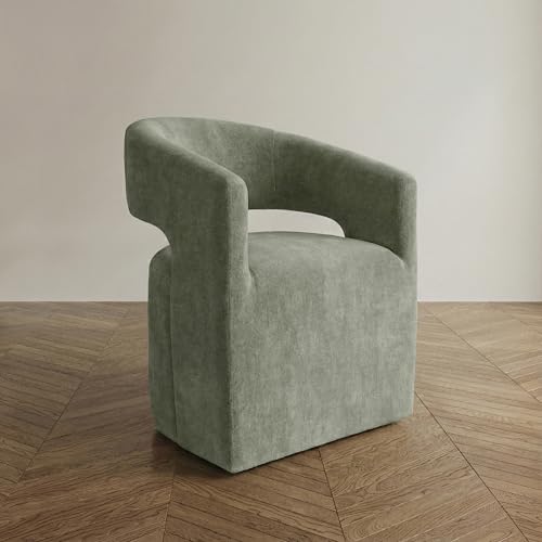 Sillón con diseño barrel verde tapizado moderno
