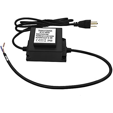 CNBRIGHTER Waterproof 12V AC Transformer 5A 60W,110V-120V AC to 12V AC LED Power Supply, Voltage Converter LED Driver,Adapter for Outdoor Landscape Lighting/Swimming Pool Light (60 Watts) Cover