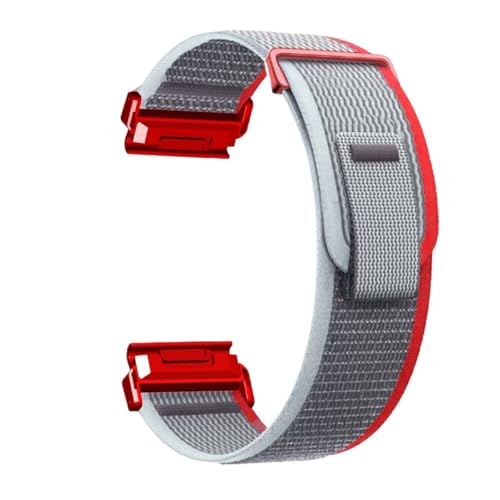 [�����ȓX] 22/26 mm QuickFit�O�a�i�C���������O�o���h�A�ɓK��Garmin Fenix 8/Fenix 7 X/EpixProTactix 8 Forerunner 965 955 255 265 Enduro 2�o���h(Grey Red