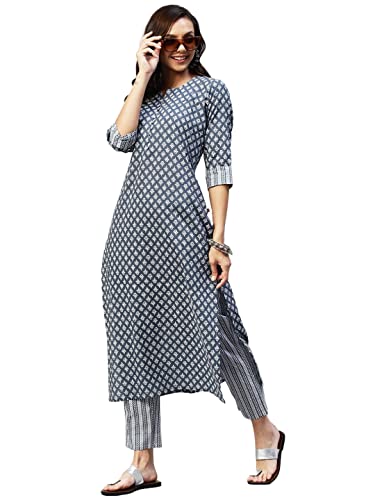 Image of ANNI DESIGNER Cotton Blend Women Kurta Pant Set