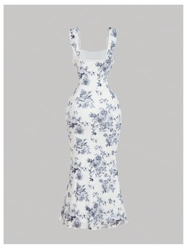 Image of GORGLITTER Women's Floral Summer Wedding Guest Dress Ruched Cocktail Party Bridal Shower Formal Beach Midi Sun Dresses