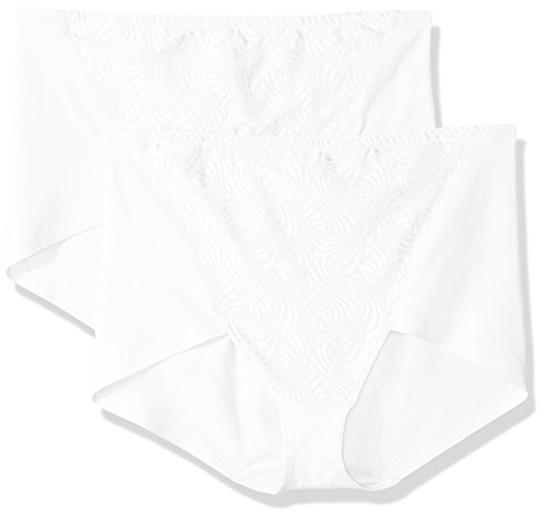Bali Women's Designs Ultra Control 2-Pack Cottony Brief, White, Large