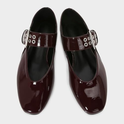 LUXMAX Square Toe Flats for Women's Ballet Flats Mary Jane Shoes Comfortable Ballerina Shoes with Buckle Strap Casual Work Office Pumps3
