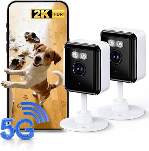 Gianteye 2K Indoor Security Camera (2-Pack), Dual-Band 2.4/5GHz WiFi Pet & Baby Monitor, AI Event...