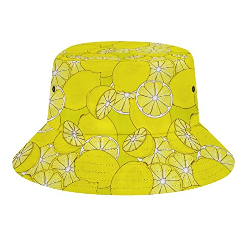 LAMPPE Chapeau cloche citron pour homme et femme, chapeau de pêche amusant, chapeau de pêcheur de soleil pliable pour l'extérieur, blanc, taille unique