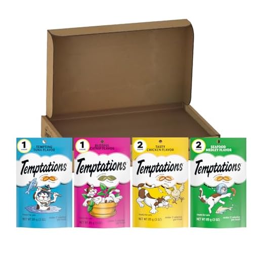 Temptations Classic Crunchy and Soft Cat Treats Feline Favorites Variety Pack, 3 oz. Pouches (Pack of 6)
