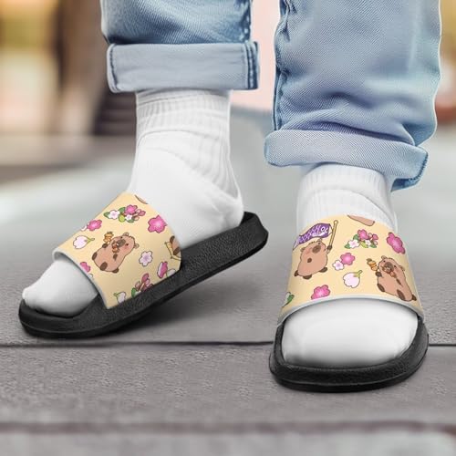Image of Unisex Slides for Girls Boys Comfortable Slippers Slides Non-slip Shower Shoes House Fashion Thick for Indoor & Outdoor Gifts