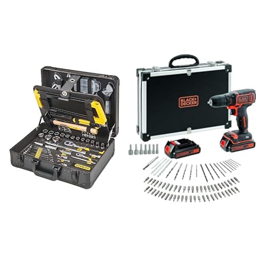 STANLEY Valise de Maintenance 142 Pièces - Pinces et Coupe-Touts, Clé à Molette & BLACK+DECKER Perceuse Visseuse Sans Fil 18 V Li-Ion avec Chargeur - Inclus...