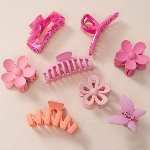 8PCS Flower Clips for Women Thick Hair Accessories with Multi-Styles Neutral Colors and Variety Pack Ideal for Girls