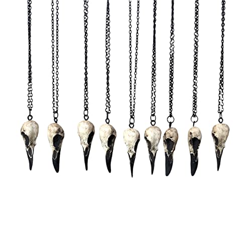 Skull Charm Necklace 1.5" Resin Raven - Gothic Jewelry For Women #TOP2