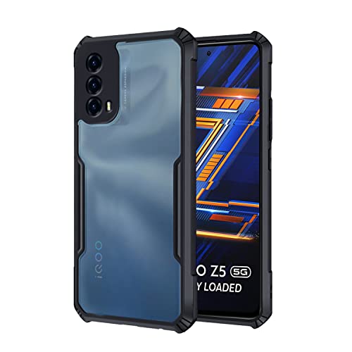Image of Pikkme Iqoo Z5 5G Back Cover | Crystal Clear Transparent Back | Ultra Hybrid | Full Camera Protection | Raised Edge with 360 Degree Protection | Bumper Back Case for Iqoo Z5 5G (Black)