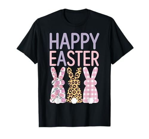 Happy Easter" Trio Bunny Gift Graphic Tee Collection Maglietta
