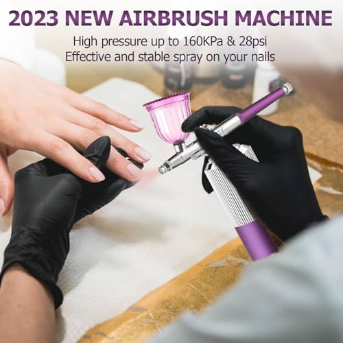 Kit de aerógrafo portátil com compressor, aerógrafo portátil recarregável de alta pressão 32PSI, aer