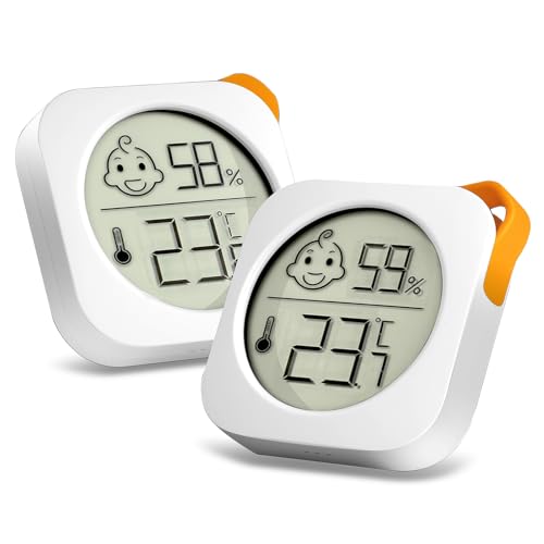 VINATO 2 Pièces Thermomètre Hygromètre, Thermomètre Intérieur Digital à Haute Précision Hygrometre Interieur Mini Thermometre Frigo pour Chambre de...