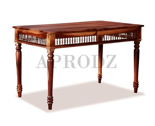 Image of APRODZ Solid Sheesham Wood Dining Table Set of 4 Seater Dinner Dinning Table with 4 Chair for Dining Furniture for Living Room Home Hotel Office Self Assembly (Honey Finish)