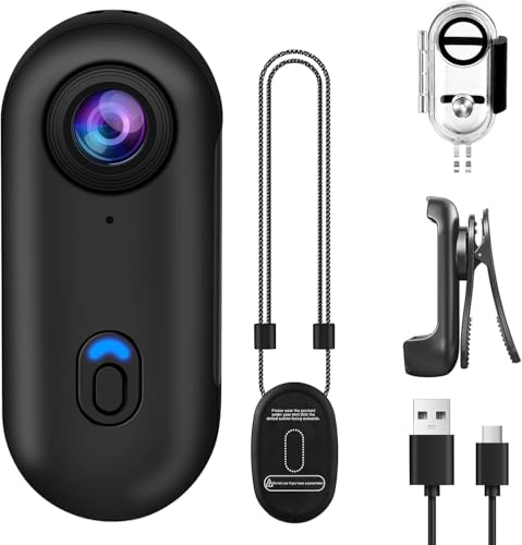 B-Qtech 360°Action Camera, 1080P Underwater Body Camera, 30m/98ft Waterproof WiFi 120°Wide Angle Action Camera for Motorcycle Bodycam, Helmet Camera, Multifunctional Accessories