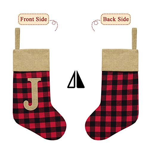 image for Ivenf Christmas Stockings, 3 Pcs 19 inches Red and Black Buffalo Check