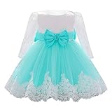 odizli abito da battesimo per bambina, a maniche lunghe, in pizzo, con ricamo, da principessa, per matrimonio, battesimo, da ballo, verde, 6-12 mesi