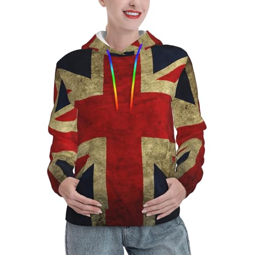 Sweat à capuche graphique drapeau britannique pour femme avec poche