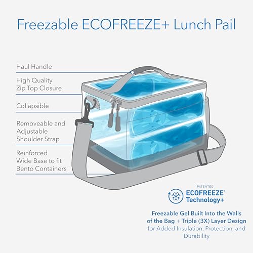 PackIt Lancheira congelável, preta/cinza, projetada com tecnologia ECOFREEZE+: proteção de camada tr