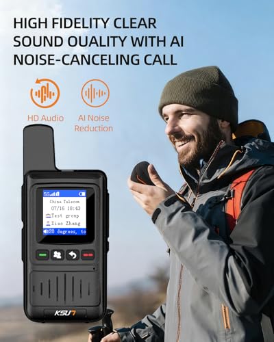 Image of KSUN CT19 Global POC Radio with Data Card, UHF Handheld Radio Long Range Walkie Talkie, 4G Network Radio Portable Dual PTT & Antenna, Rechargeable for Industrial Work, 2 Pack