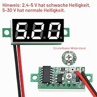 YIXISI 5 Stück 0.28 Zoll Mini Digital Voltmeter, Messbereich DC 2.4V-30V Zwei-Draht Spannungsprüfer, Verpolungsschutz und Genaue Druckmessung (Weiß) – Ansicht 3
