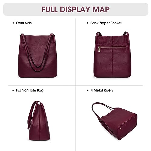 Image of Kattee Women Soft Genuine Leather Totes Shoulder Bag Purses and Handbags with Top Magnetic Snap Closure