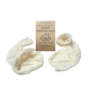 Regency Wraps Turkey Stuffing Bags, 100% Cotton Mesh Bag Allows Poultry Juice to Flavor Dressing with Mess-Free and Safe Removal, Pack of 2, Natural