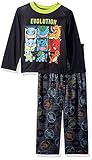 Pokemon Boy's Evolution Two-Piece Pajama Pant Set, Black/Lime, 4