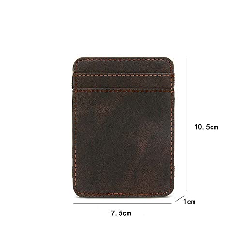 Vintage Mini Men's PU Leather Magic Wallet Mini Coin Purse Money clips Cash Clip Magic Wallet Transparent ID Bag(black)2